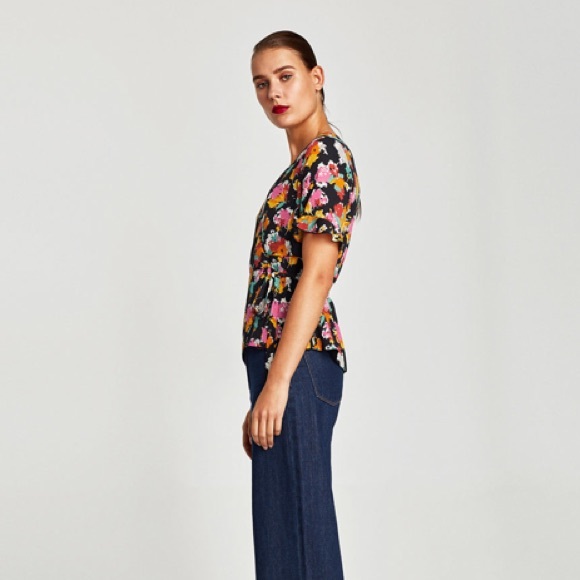 NWT Zara Floral Cross Top Blouse - Picture 7 of 8