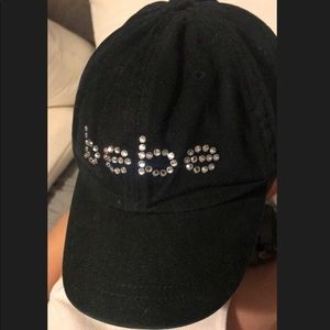 bebe Black with Silver Rhinestones Cap