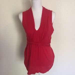 Deletta Anthropologie Bright Red Sleeveless Blouse