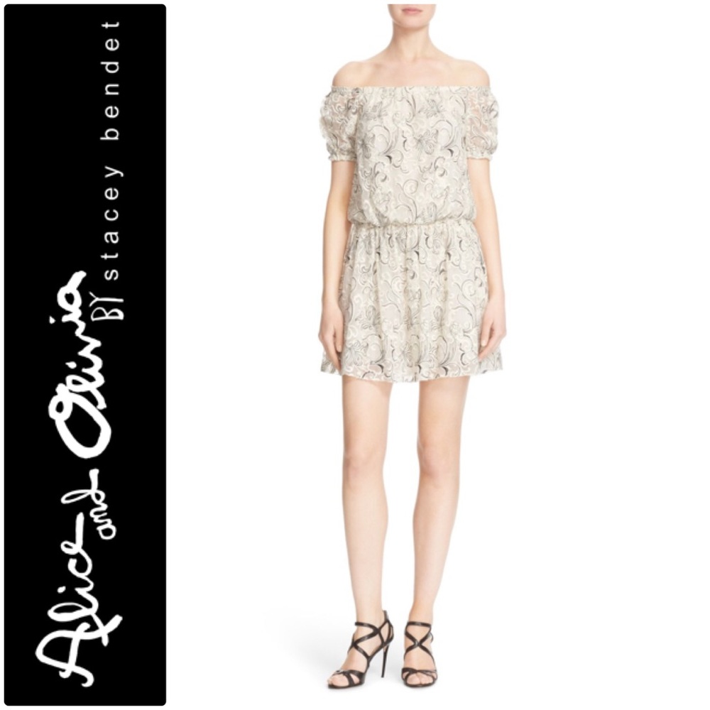 BNWT Alice + Olivia Janell Embroidered Silk Dress