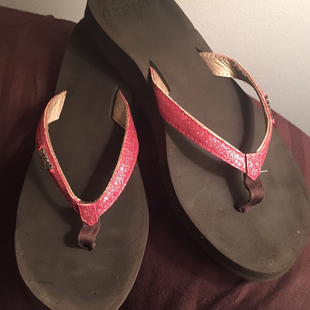 Glitter pink straps, cushion Reef sandals