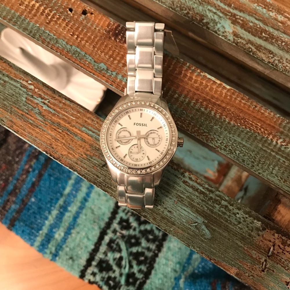 Fossil Silver Sparkly Watch