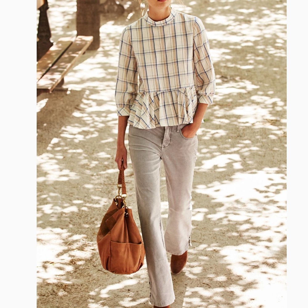 Anthropologie Sava swing plaid peplum top