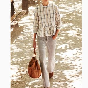 Anthropologie Sava swing plaid peplum top