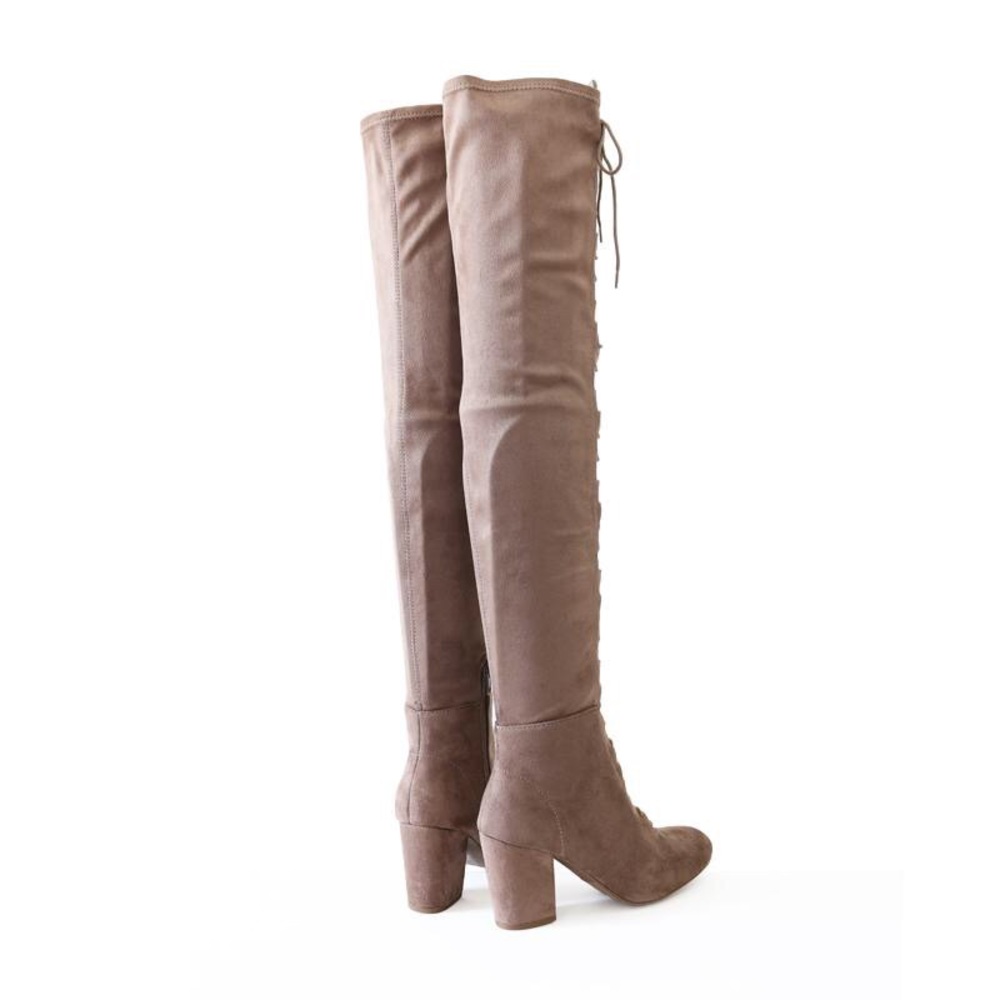 miso-taupe stretch Micro suede over knee boots - Picture 4 of 7