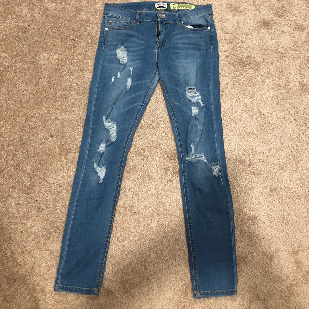 Light wash distressed Indigo Rein jeans