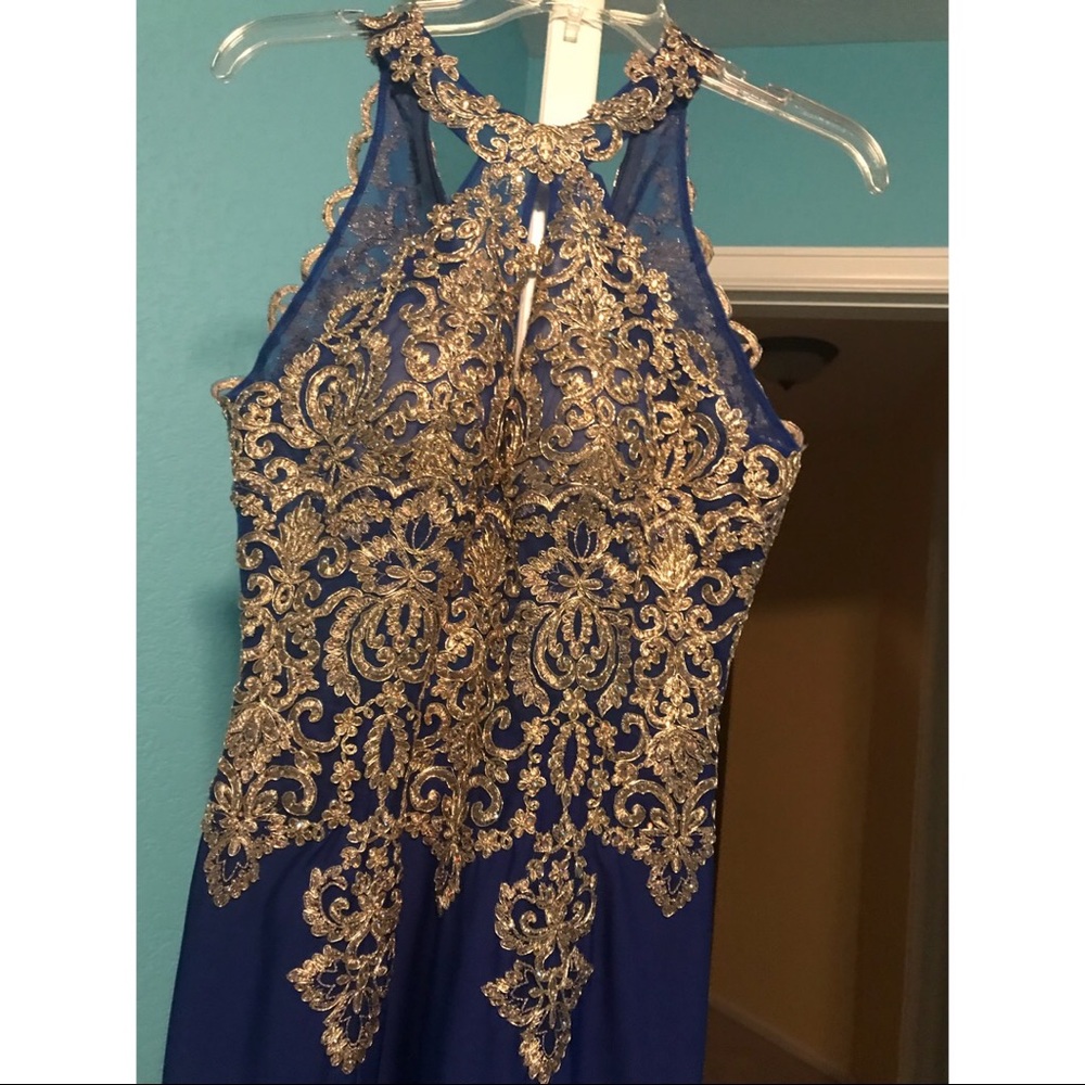 Royal blue long lace dress - Picture 3 of 5