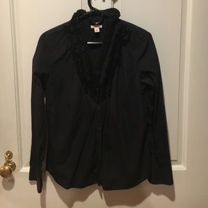 JCrew size 8 black ruffle blouse