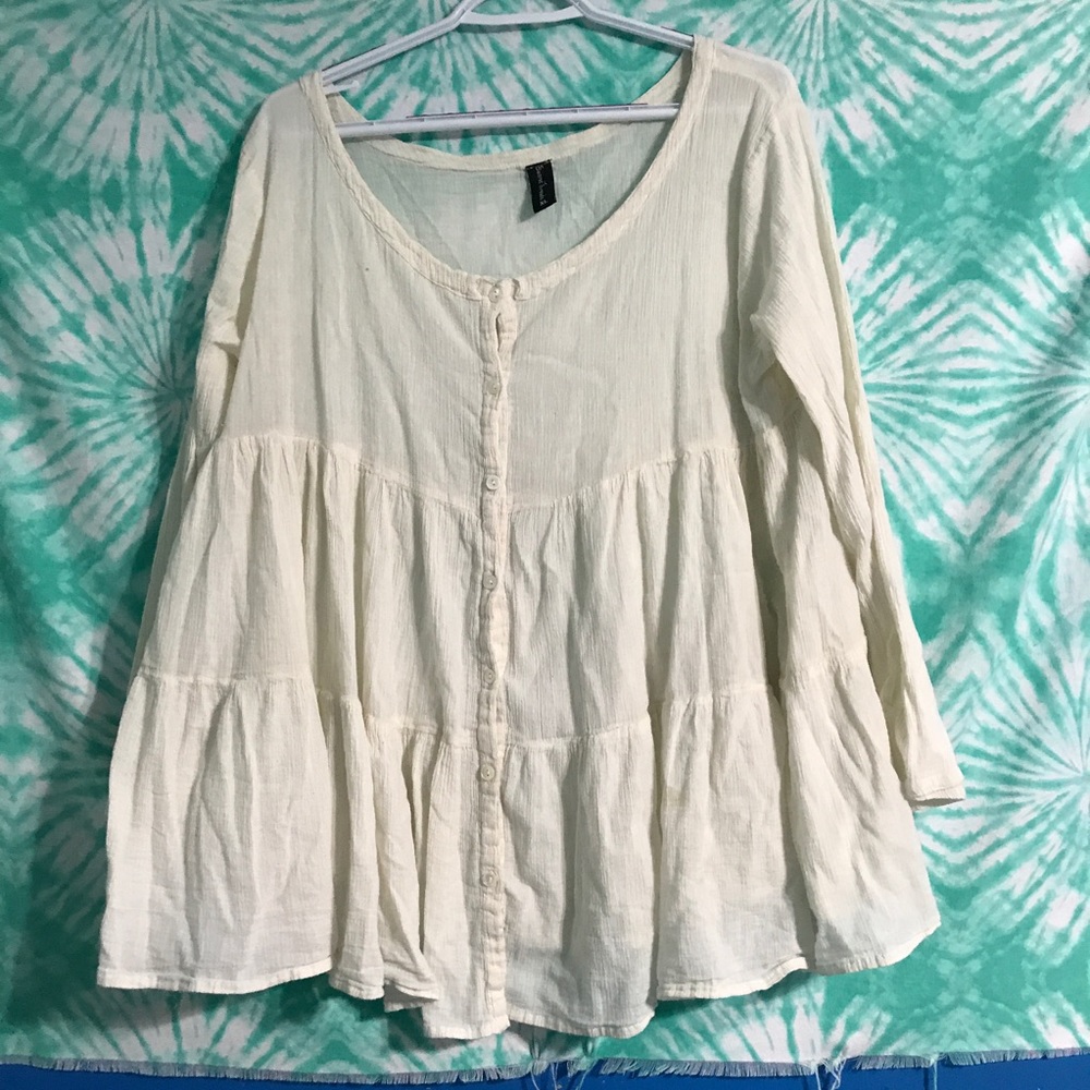 Boho baby doll cream layered top