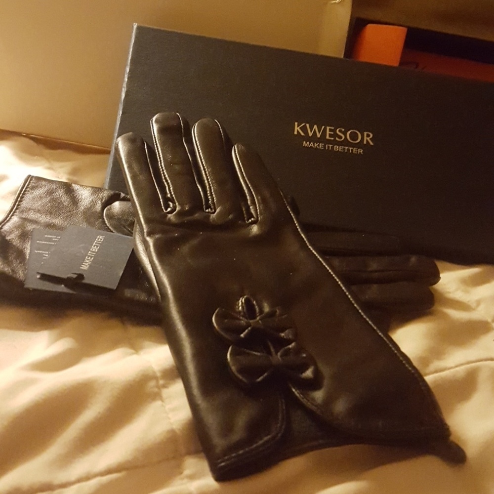 Woman leather 5 star gloves