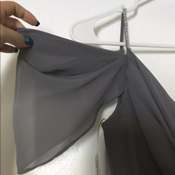 Formal charcoal off the shoulder gown - Picture 3 of 7