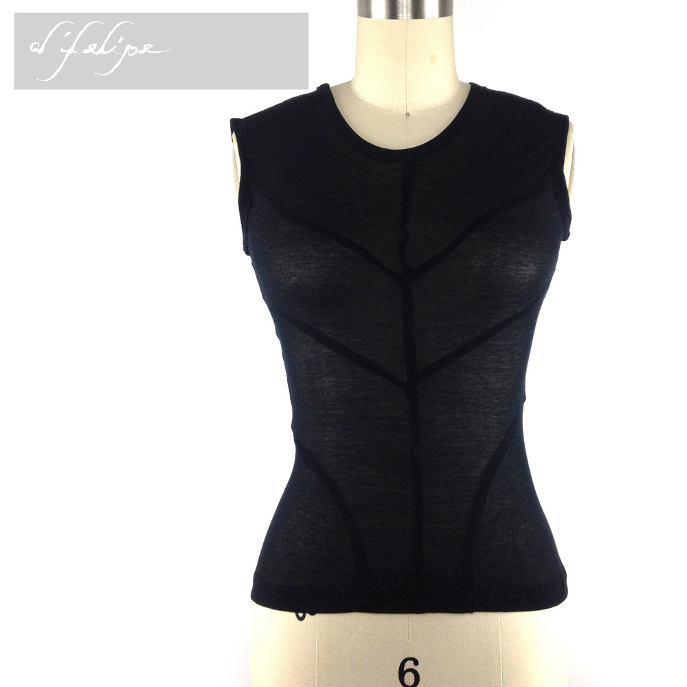 Body Con Seam Sleeveless Sheer Transparent Tee