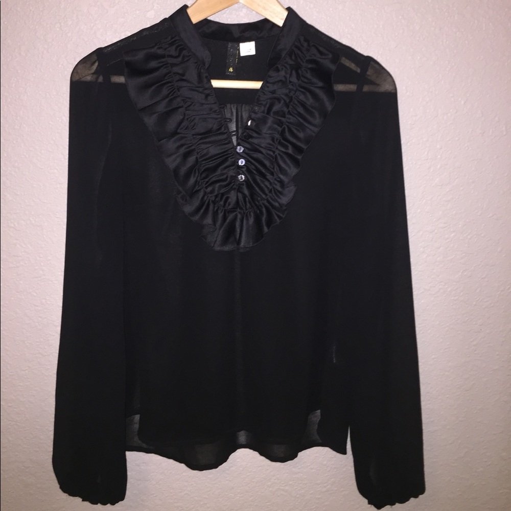 H&M Bib Blouse with Rouleau Button Loops
