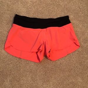 Bright Coral lululemon speed shorts