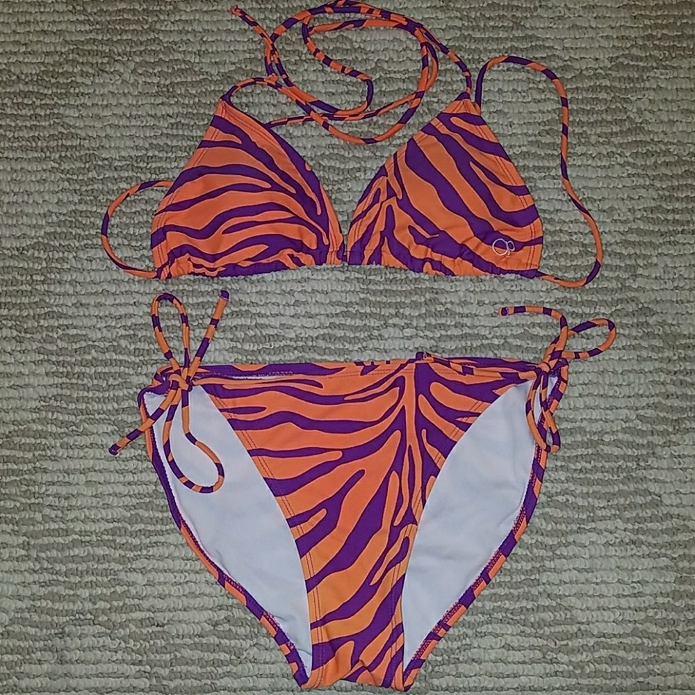 Orange and Purple Zebra Print Two Piece Bikini