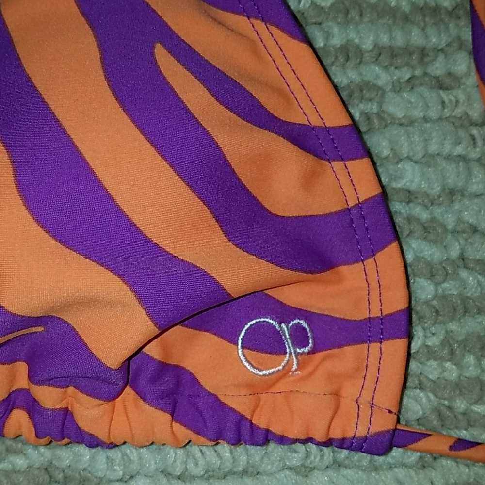 Orange and Purple Zebra Print Two Piece Bikini - Picture 3 of 7