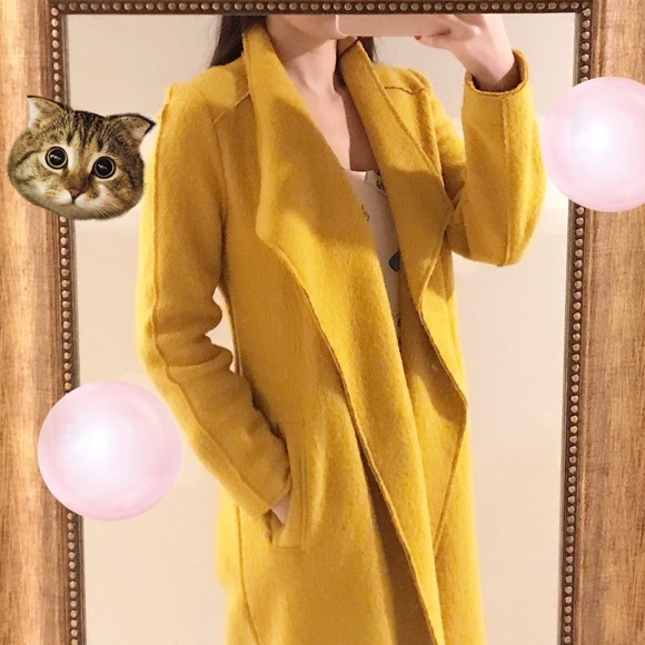 yellow wool coat zara