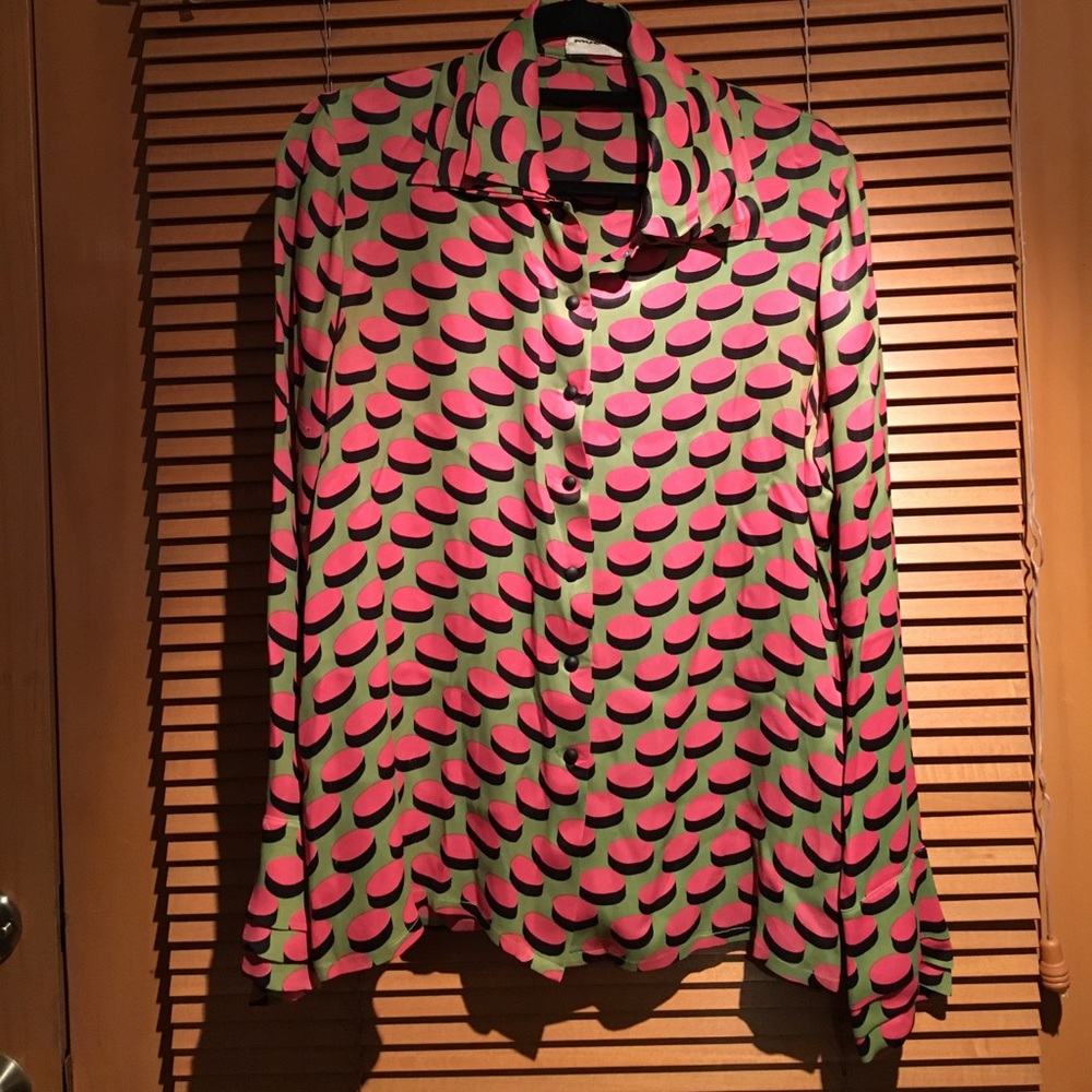 Thierry Mugler vintage multi dot silk shirt