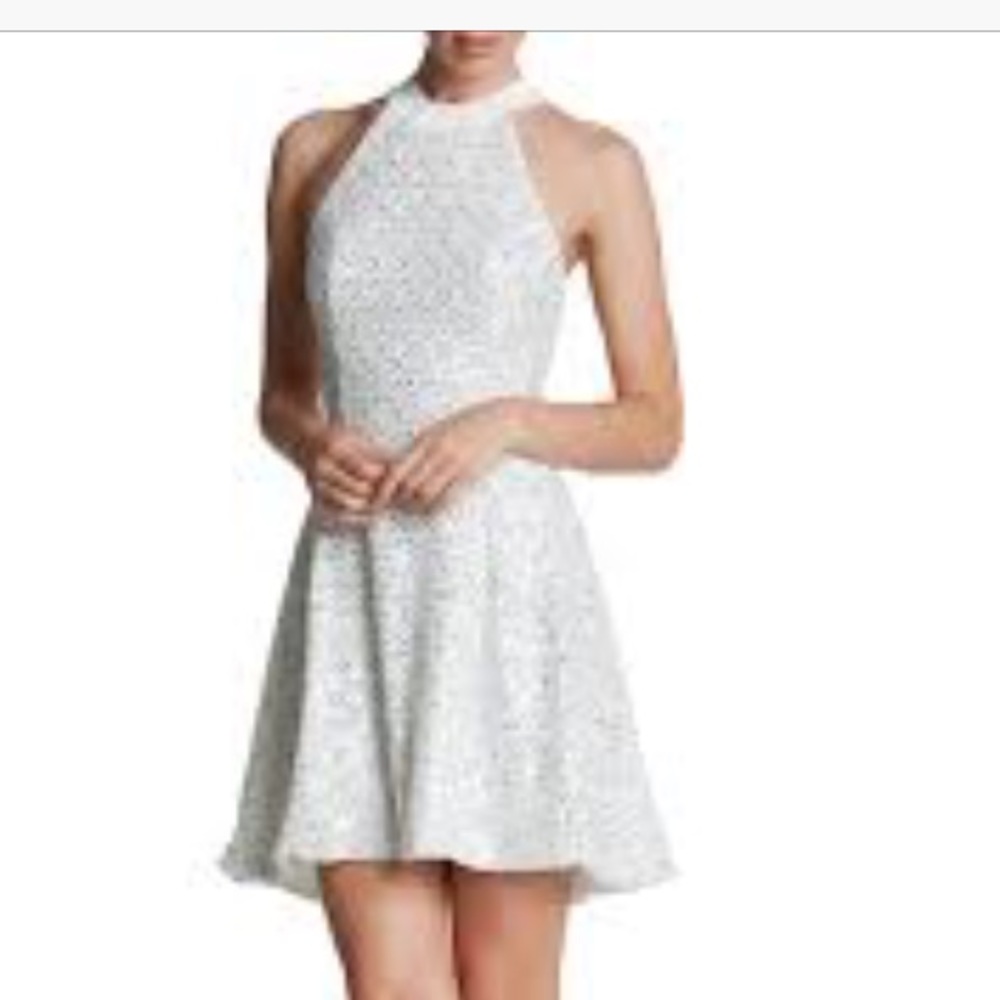 Sequin Skater Mini Dress with Open Back - Picture 1 of 8