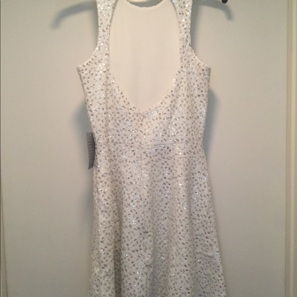 Sequin Skater Mini Dress with Open Back - Picture 4 of 8