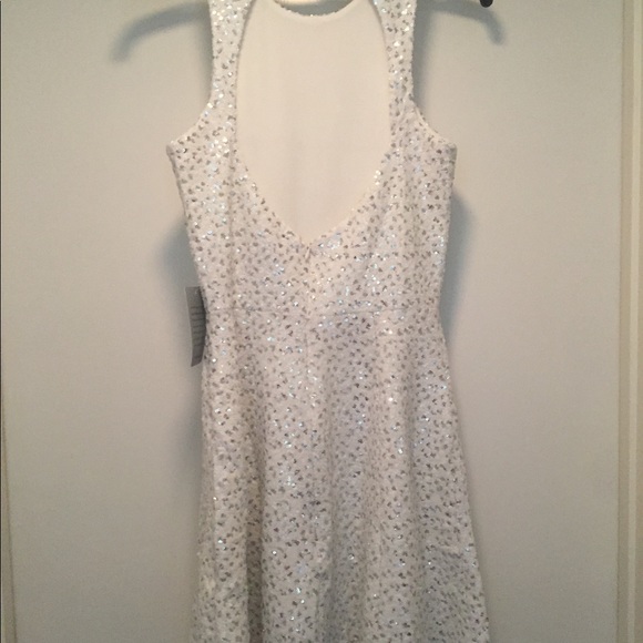 Sequin Skater Mini Dress with Open Back - Picture 4 of 8