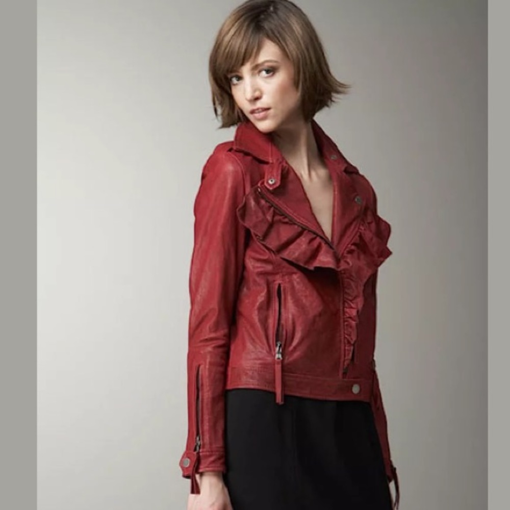 💔 SOLD 💔 RED Valentino Ruffled Leather Jacket
