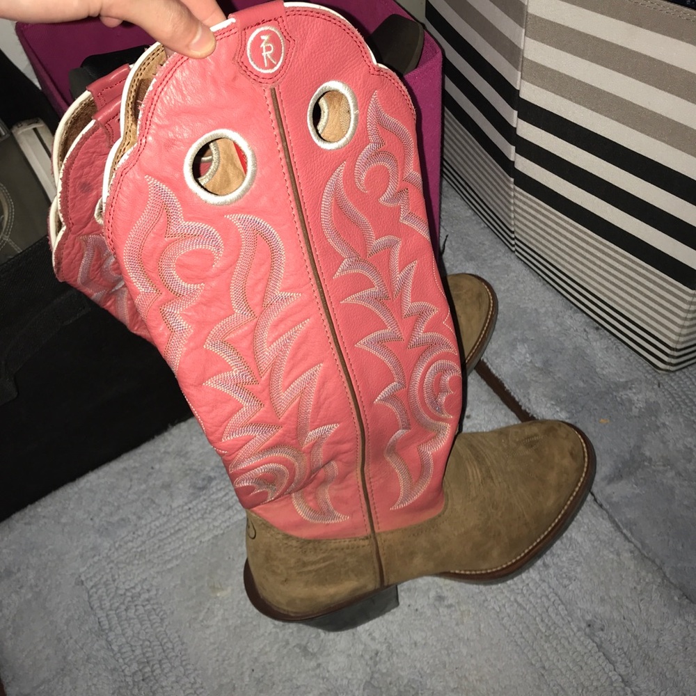 Tony Lama pink and white cowgirl boots