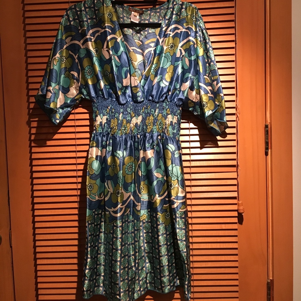 Multi blue/ green silk tunic
