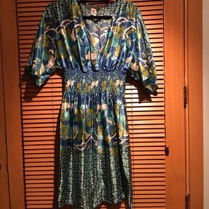 Multi blue/ green silk tunic