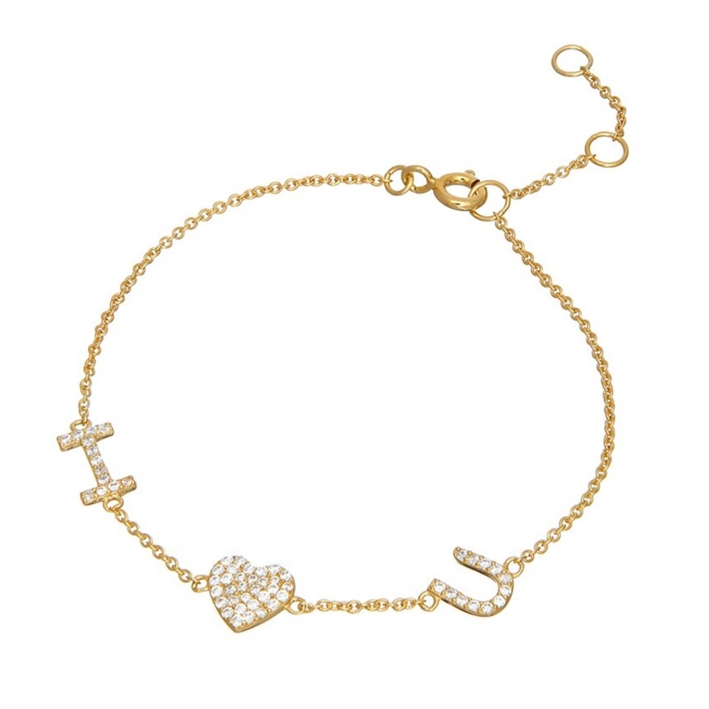 I Love U 14 K Gold Sterling Silver Bracelet