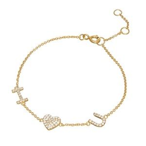 I Love U 14 K Gold Sterling Silver Bracelet