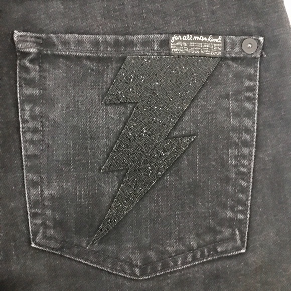 7 For All Mankind RARE Lightning Bolt Black Jeans - Picture 2 of 7