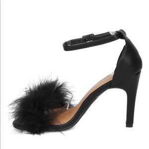 Marabou faux fur heels