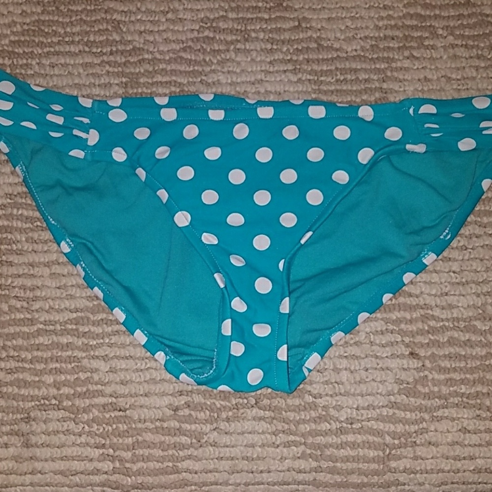 Green and White Polka Dot Bikini Bottom