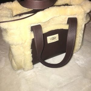 UGG Australia Suede Tote HandBag Sherpa Sheepskin
