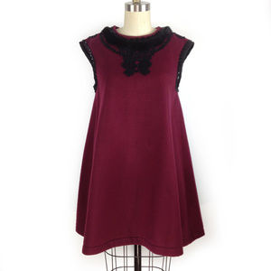 Red Fleece Dress Pajama REAL RABBIT FUR Sequin