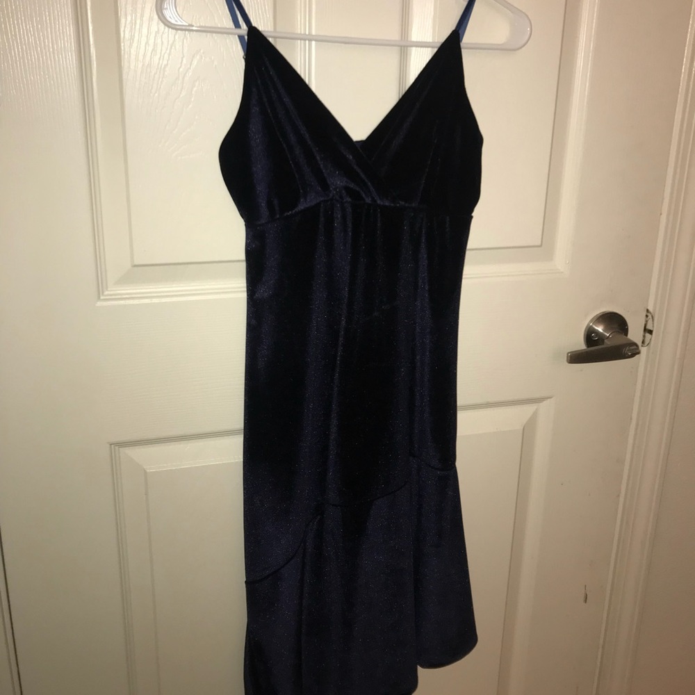 Dark blue velvet dress