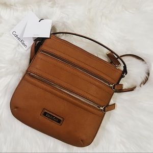 Calvin Klein Double Zip Leather Crossbody