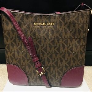 Brand NWT MK Plum/Brown Signature XL Crossbody