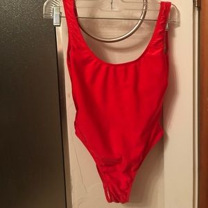 American Apparel red one piece swimsuit high rise
