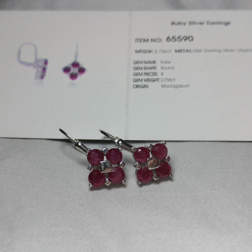 Gems tv Ruby Sterling Silver Earrings
