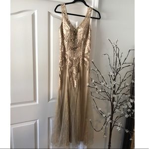 Formal gown, Sue Wong, golden.