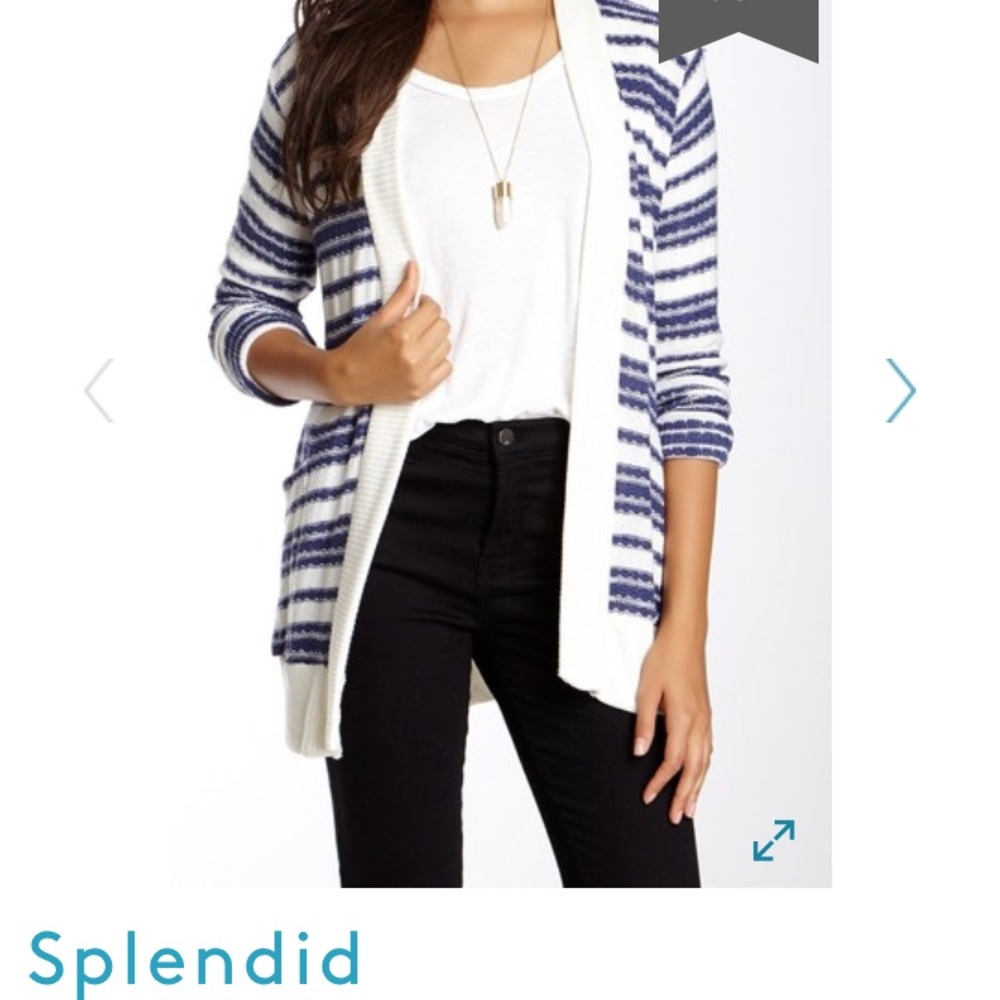 EUC Splendid Blue and White Grandpa Sweater