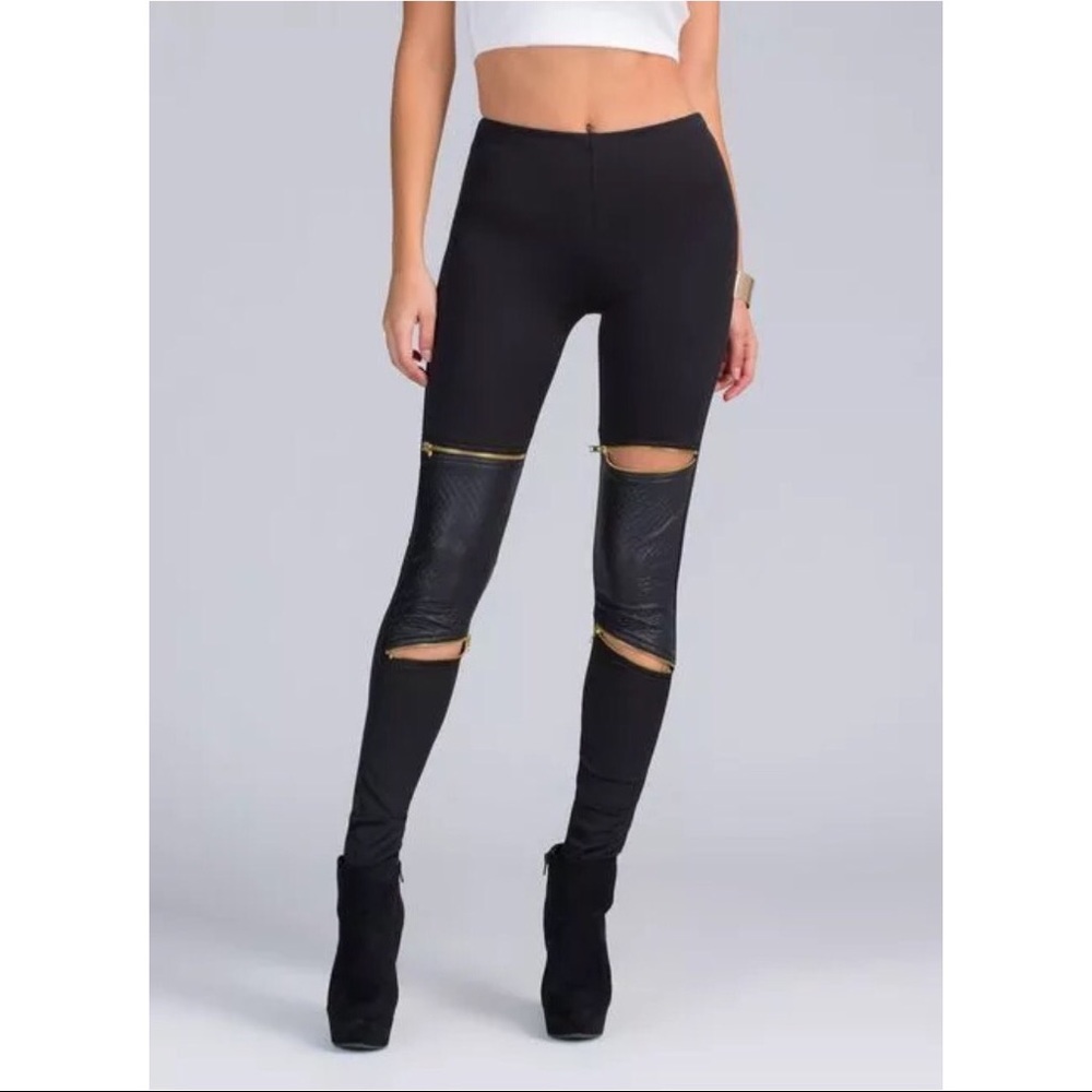 NEW S GoJane black moto zipper leggings