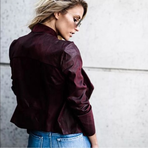 ❤️Suede Waterfall Jacket in Merlot - Picture 4 of 4