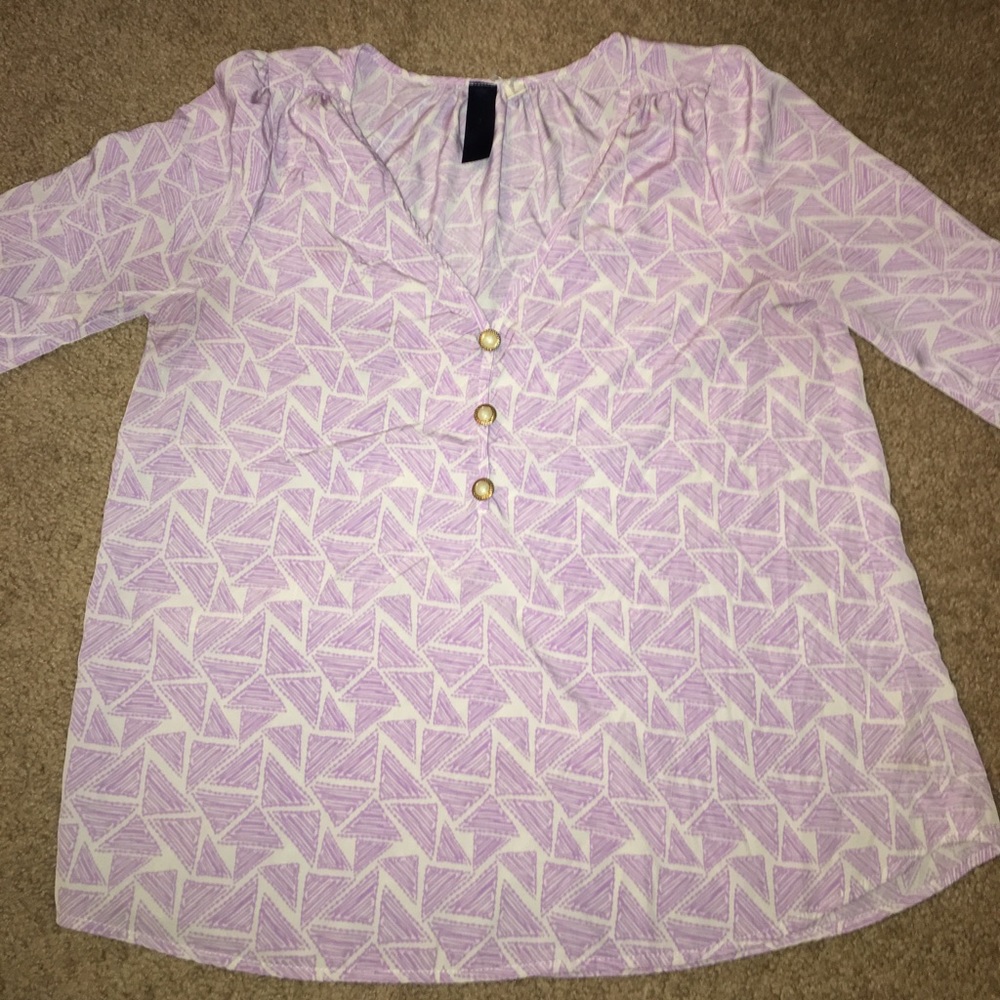 Purple Blouse with Gold Buttons