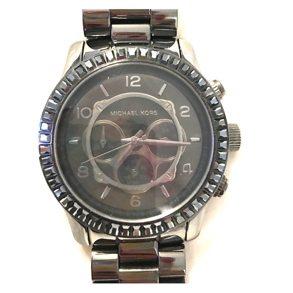 Michael Kors black/grey oversized watch w/ stones!
