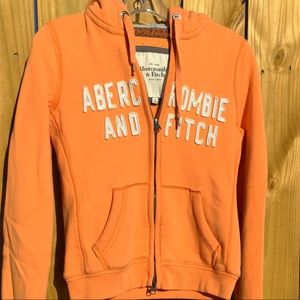 Orange Abercrombie & Fitch Zip-Up Hoodie