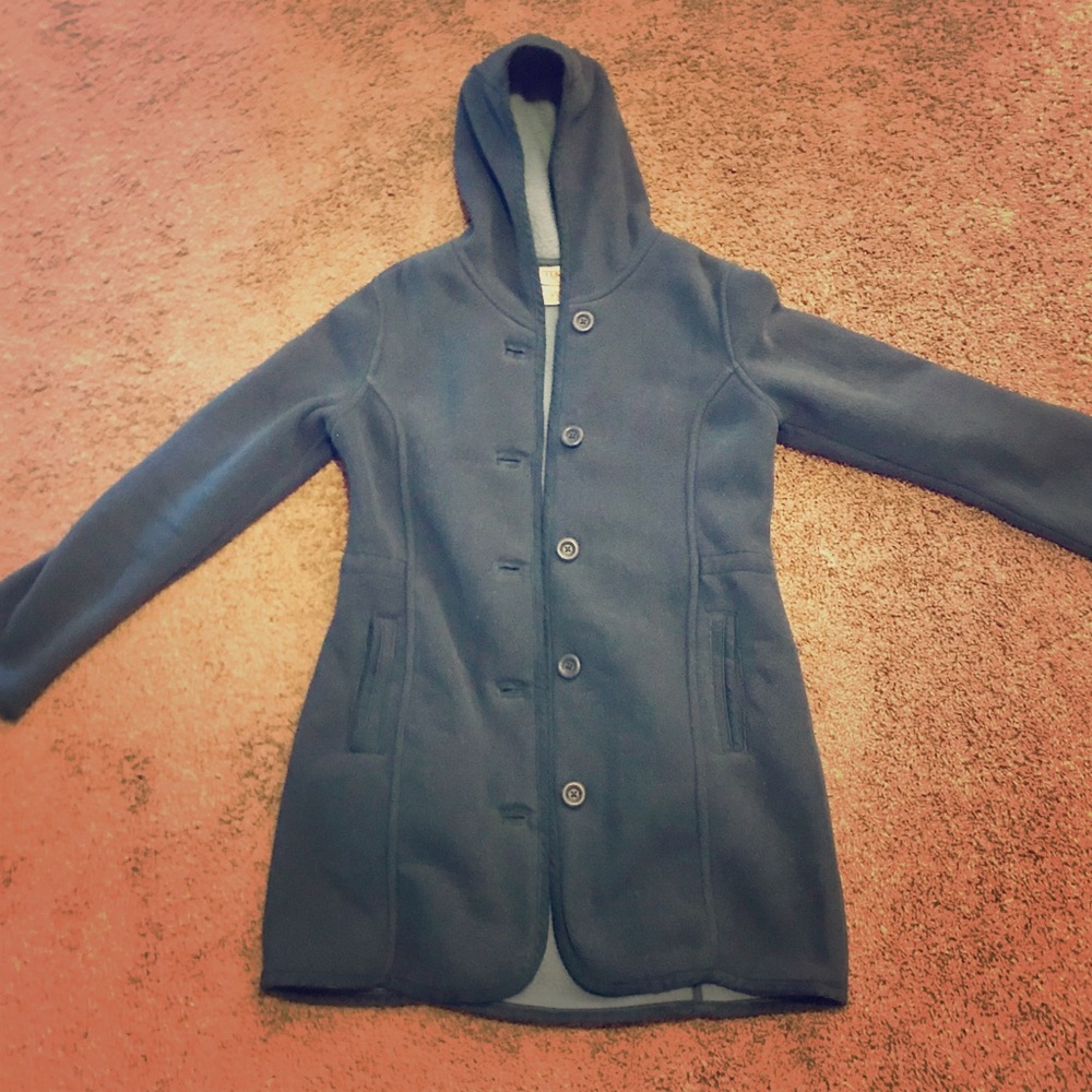 L.L. Bean Kingfield hooded fleece coat EUC size S