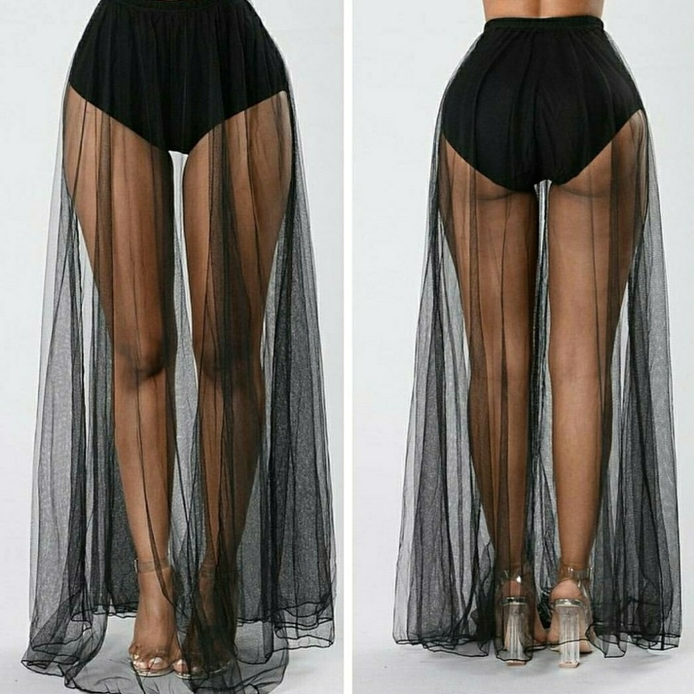 Sheer skirt bathing suit cover up